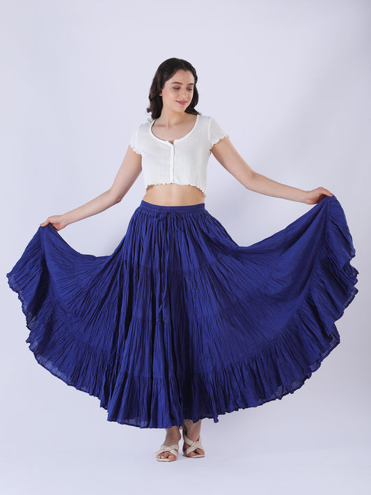 25 Yard Cotton Tiered Long Maxi Long Skirt - Royal Blue