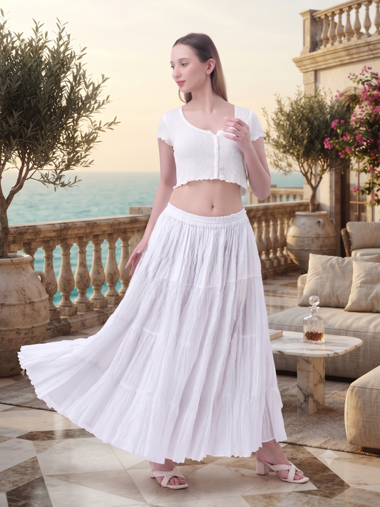 25 Yard Cotton Tiered Long Maxi Long Skirt Plus Size