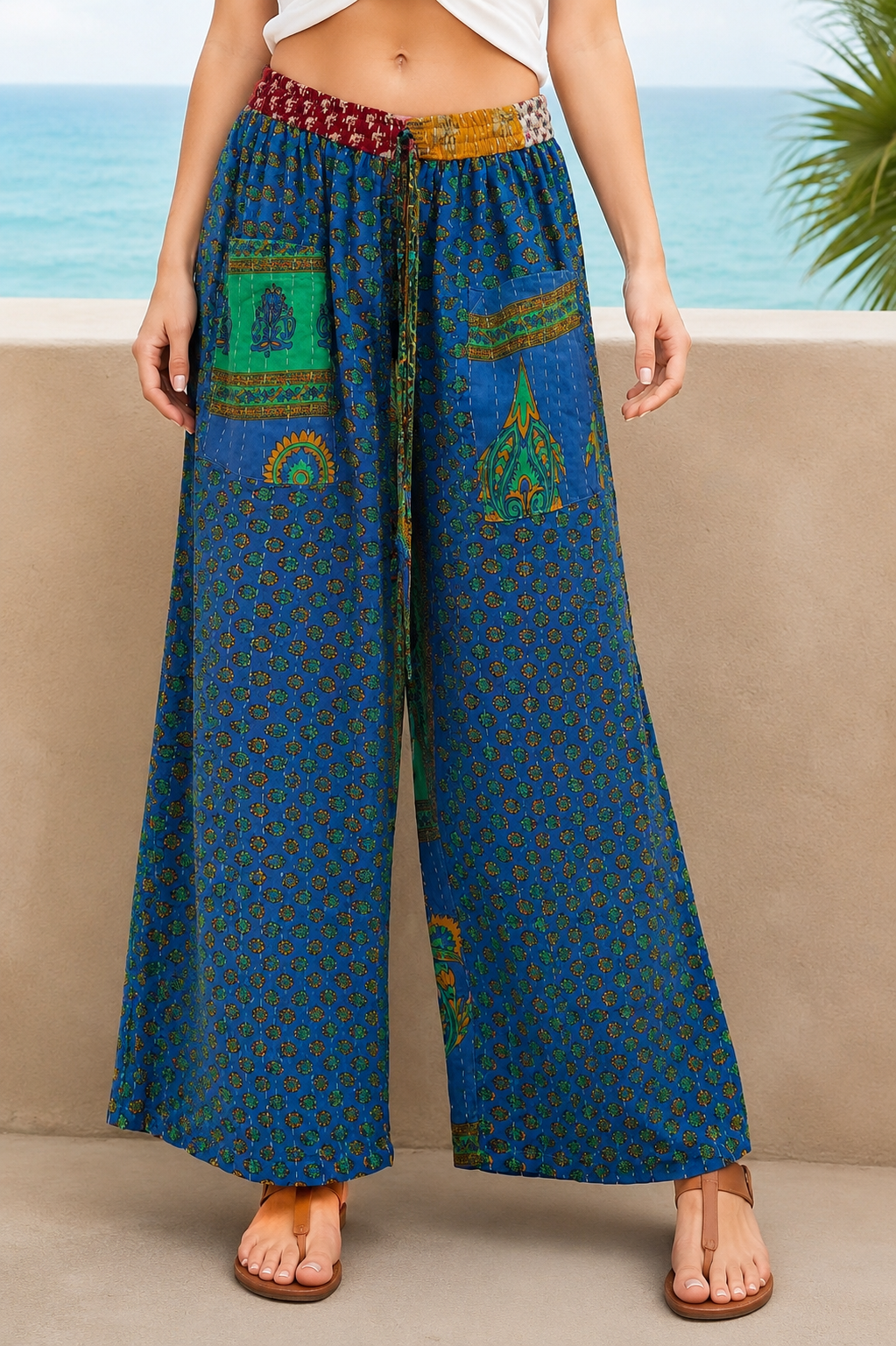 Sunzeyvora-Womens-kantha-pants-front-pocket-reversible-cotton-harem-wholesale