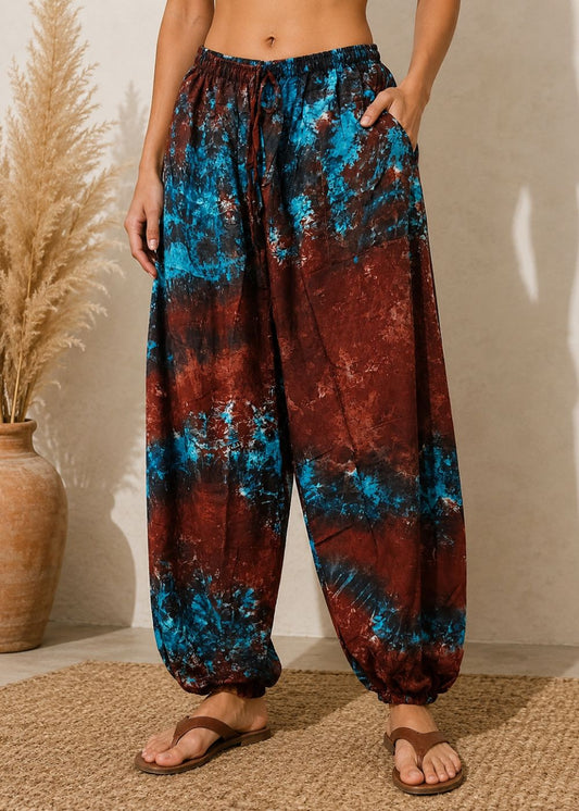 Women's Tie Dye Harem Pants with Pockets | Boho Yoga Hippie Trousers | Random Assorted Colors | Wholesale Lot