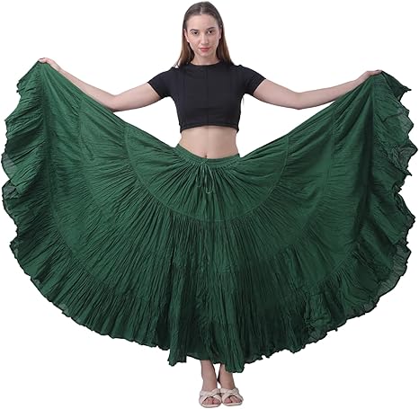 25 Yard Cotton Tiered Long Maxi Long Skirt Plus Size Full Circle Style for Women's