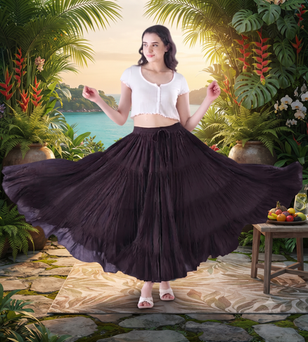 25 Yard Cotton Tiered Long Maxi Long Skirt Plus Size