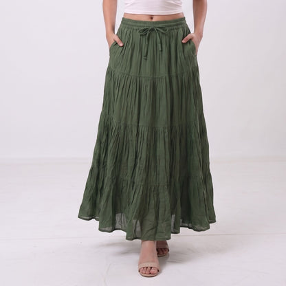 Casual Daily Wear Cotton Skirt for Women's with Pocket, Wholesale Lot, Random Assorted Colors