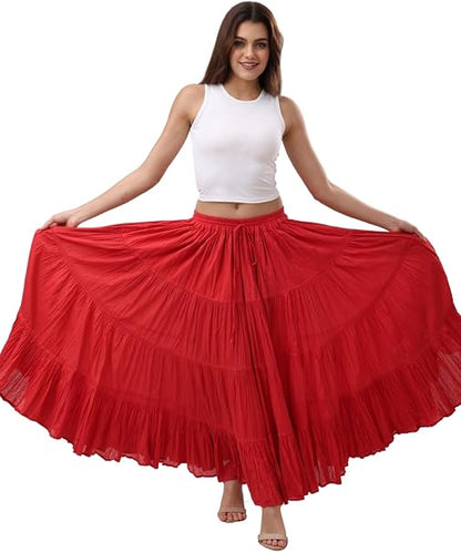 Sunzeyvora Women’s Soft Cotton Renaissance Faire Long Skirt 2026 Summer Boho Flowy 4 Tier Maxi Skirt with Pockets