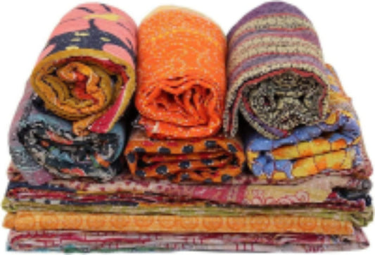 Wholesale Handmade Kantha Quilts | 2-Layer Cotton Kantha Blanket – Reversible