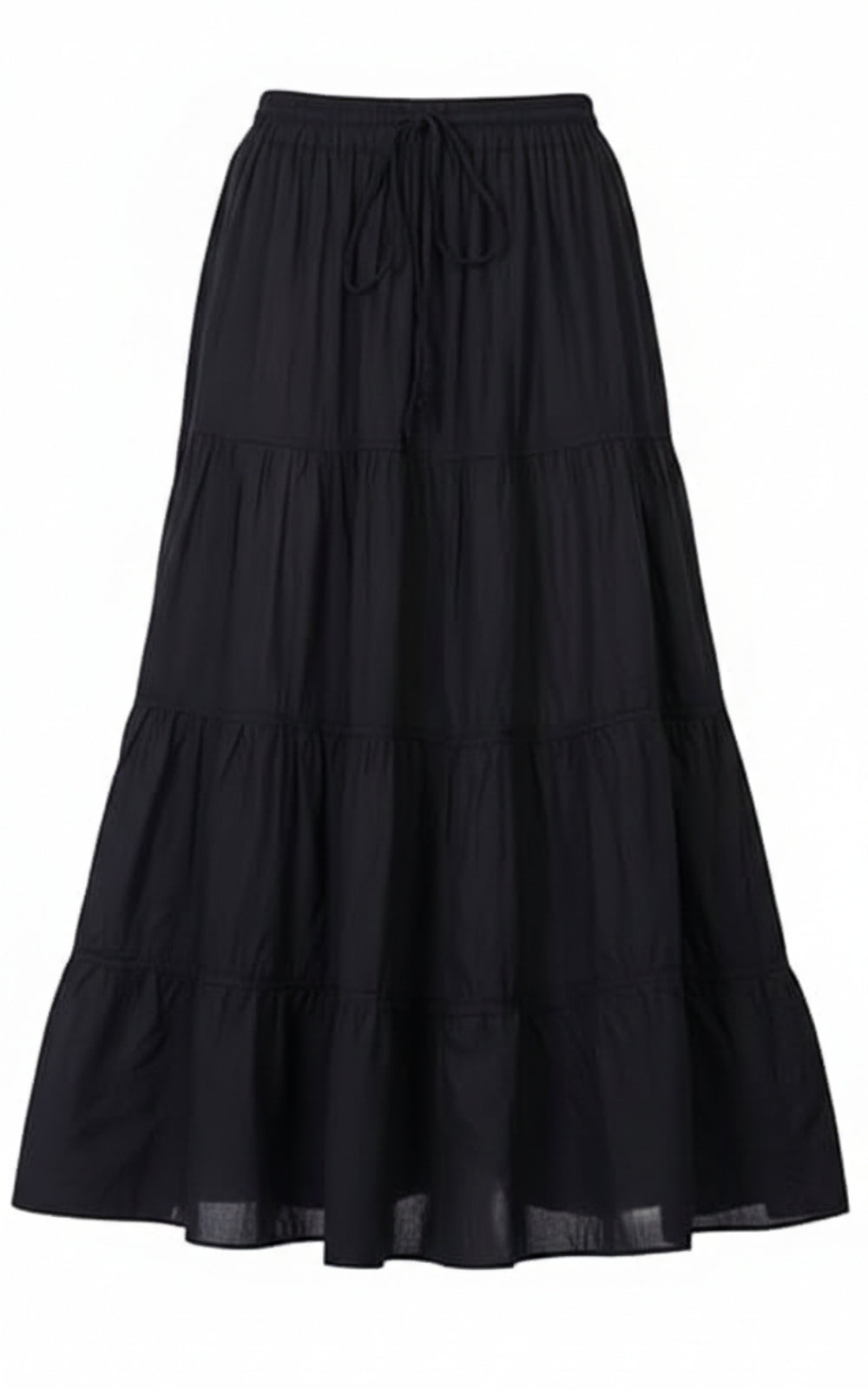 Women's 100% Cotton Tiered High Waisted 4-Tier Flowy Maxi Skirt