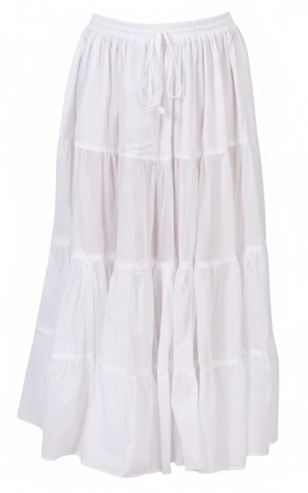 Women's 100% Cotton Tiered High Waisted 4-Tier Flowy Maxi Skirt