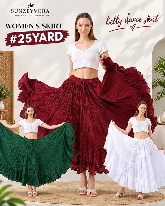 25 Yard Belly Dance Tribal Cotton Skirt Solid Assorted Colors Wholesale Lot