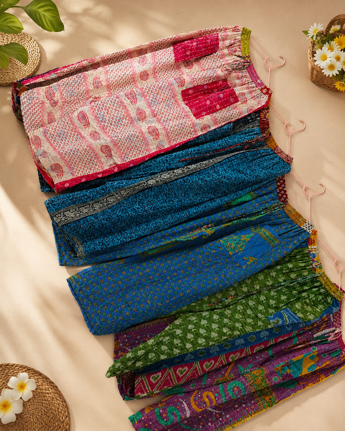 Sunzeyvora-Womens-kantha-pants-front-pocket-reversible-cotton-harem-wholesale