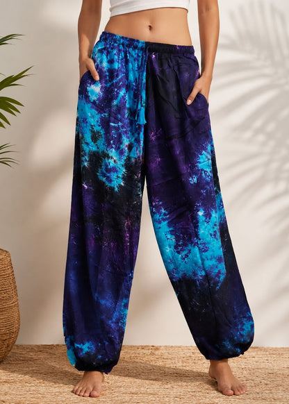 Women's Tie Dye Harem Pants with Pockets | Boho Yoga Hippie Trousers | Random Assorted Colors | Wholesale Lot