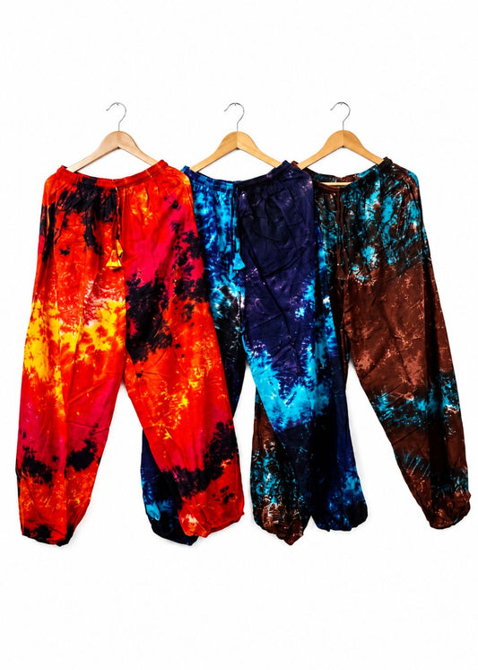 Women's Tie Dye Harem Pants with Pockets | Boho Yoga Hippie Trousers | Random Assorted Colors | Wholesale Lot